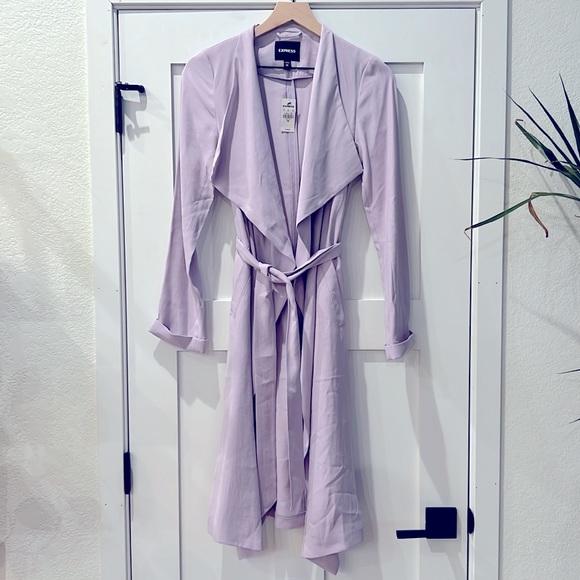 Lilac light wrap jacket with tie belt - Picture 1 of 3